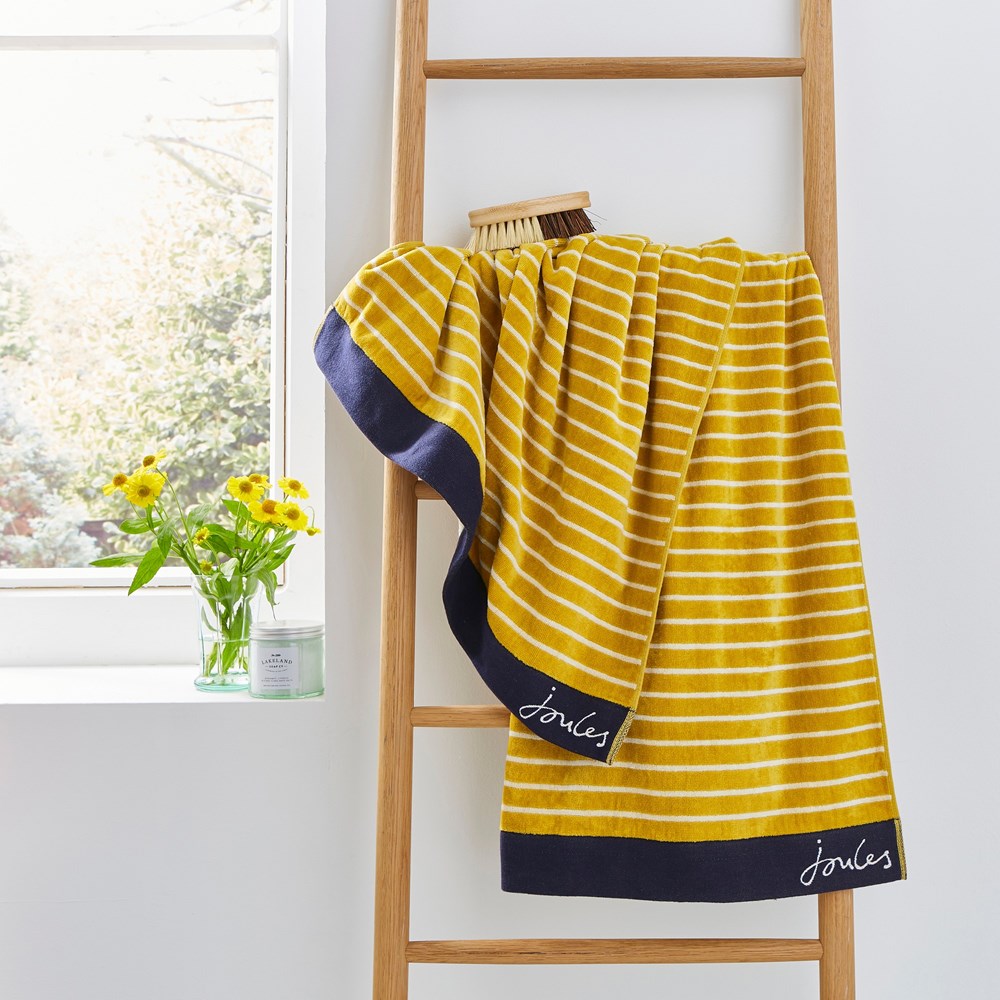 Harbour Stripe Towels by Joules in Antique Gold Yellow